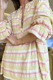 Hallie Stripe Cotton Smock Blouse E /16=